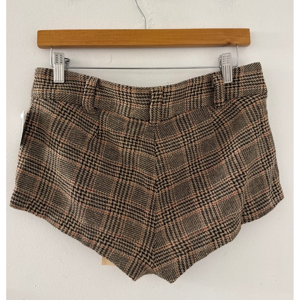 NWT Free People x Tricia Fix Brown Plaid Repurposed Vintage Shorts Small Y2K - Picture 4 of 7
